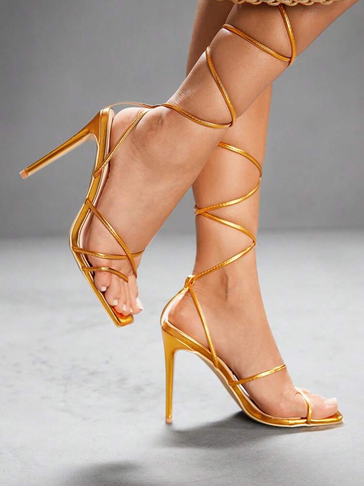 CUCCOO SZL CUCCOO Women Fashion Elegant Lace-Up High Heel Sandals