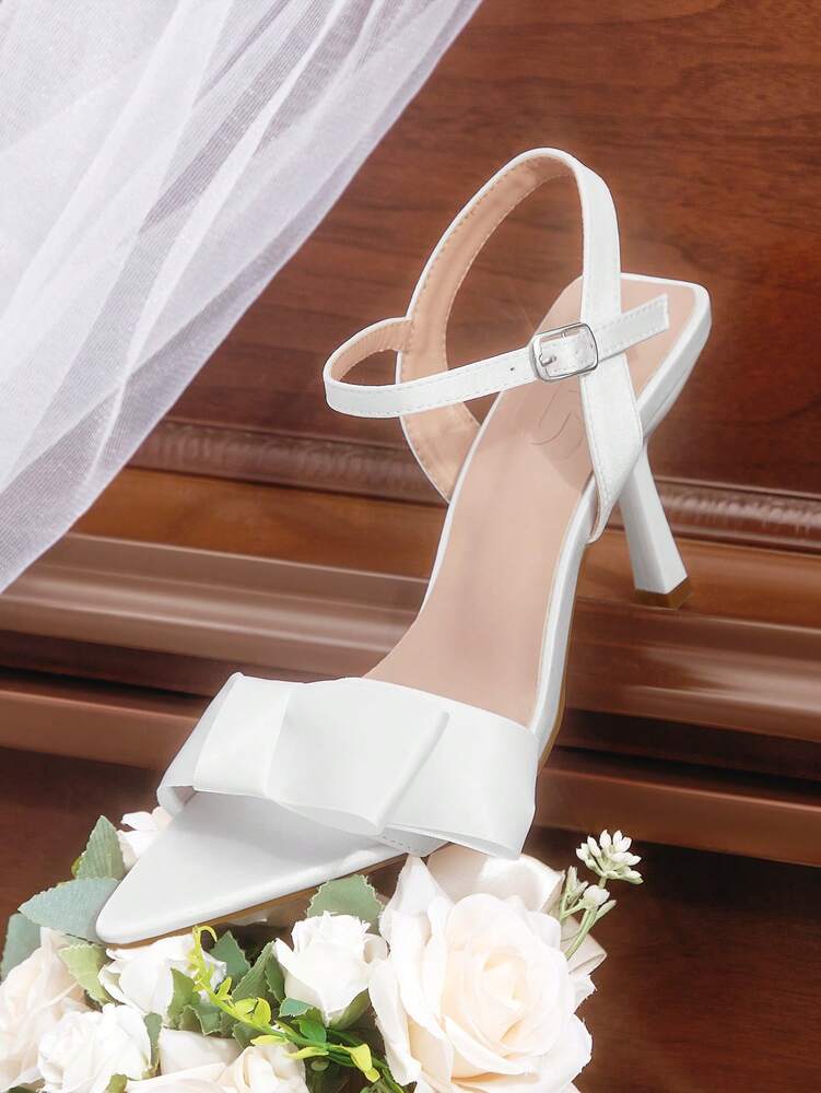 CUCCOO HITCHD Women's Pointed Toe Bowknot Stiletto High Heels – Elegant Satin Ankle Strap Dress Shoes