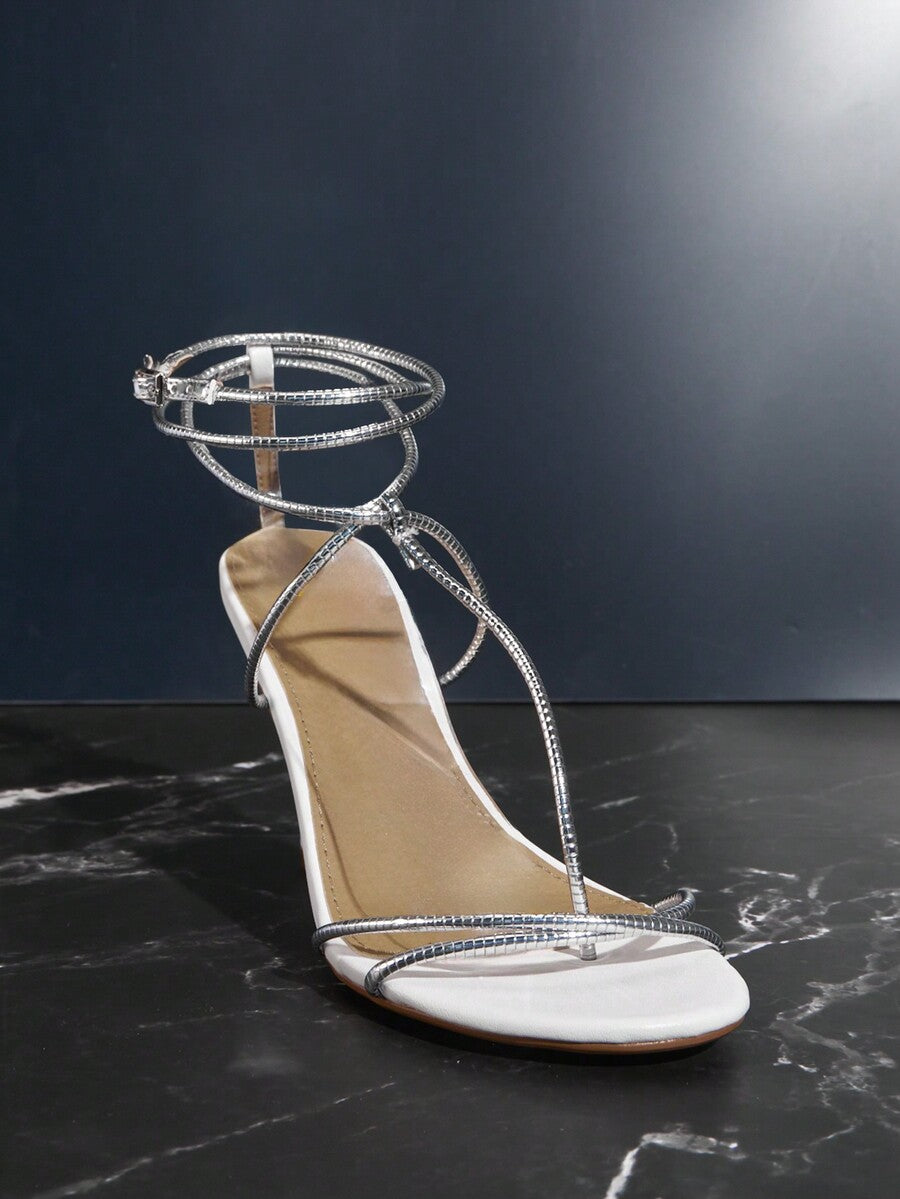 SHUZIA Ladies' Fashionable Red Cross-Strap High-Heeled Sandals