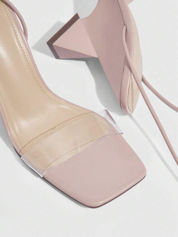 Women's Clear Strap Sculptural Heeled Sandals - Elegant Summer Strappy Heels for Parties, Weddings, and Special Occasions, Lightweight & Comfortable Fashion Footwear, Perfect Gift for Her, Available in  Sizes