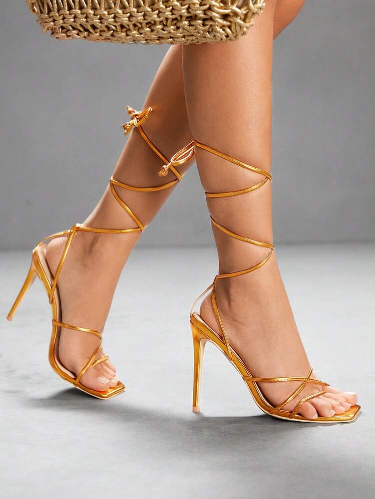 CUCCOO SZL CUCCOO Women Fashion Elegant Lace-Up High Heel Sandals