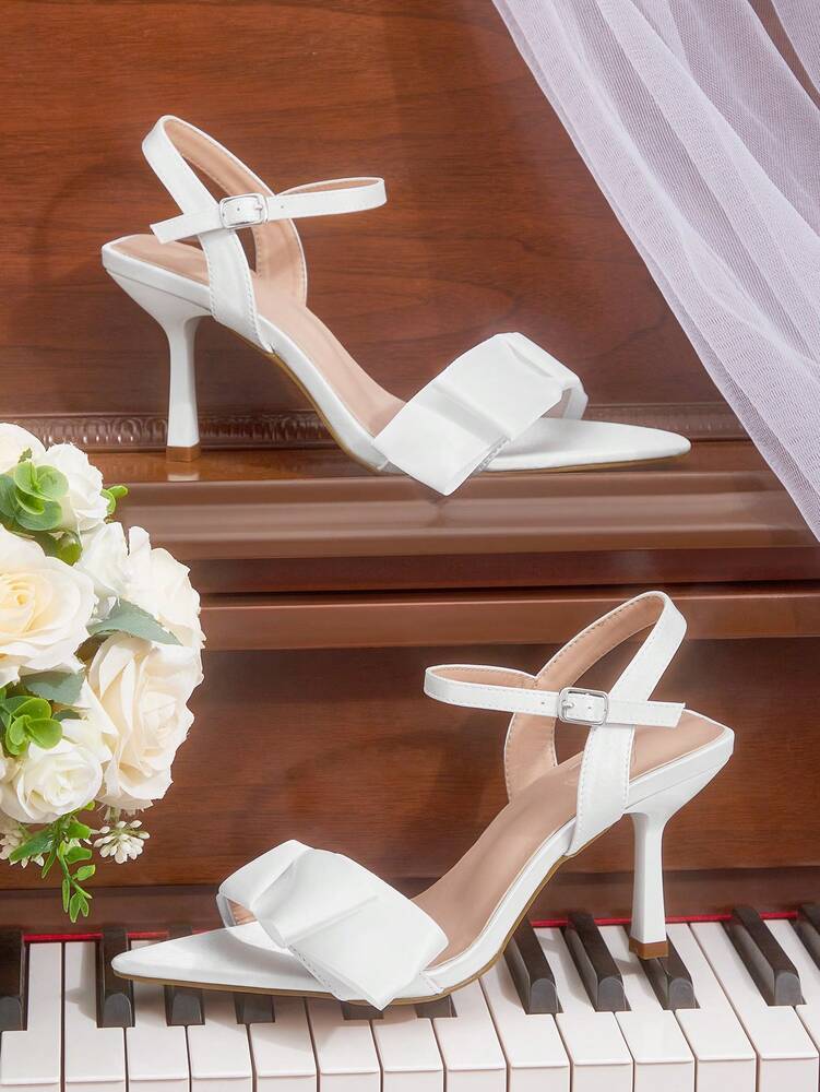 CUCCOO HITCHD Women's Pointed Toe Bowknot Stiletto High Heels – Elegant Satin Ankle Strap Dress Shoes