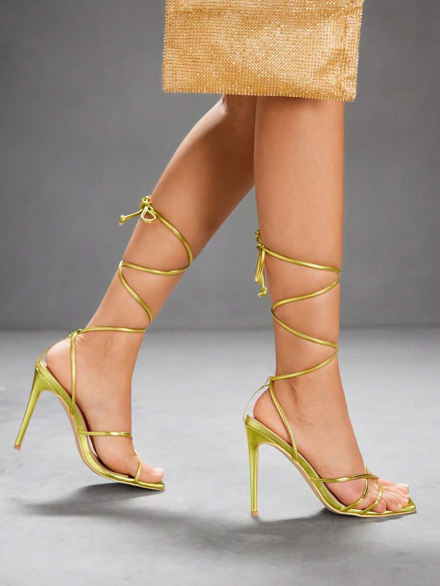 CUCCOO SZL CUCCOO Women Fashion Elegant Lace-Up High Heel Sandals
