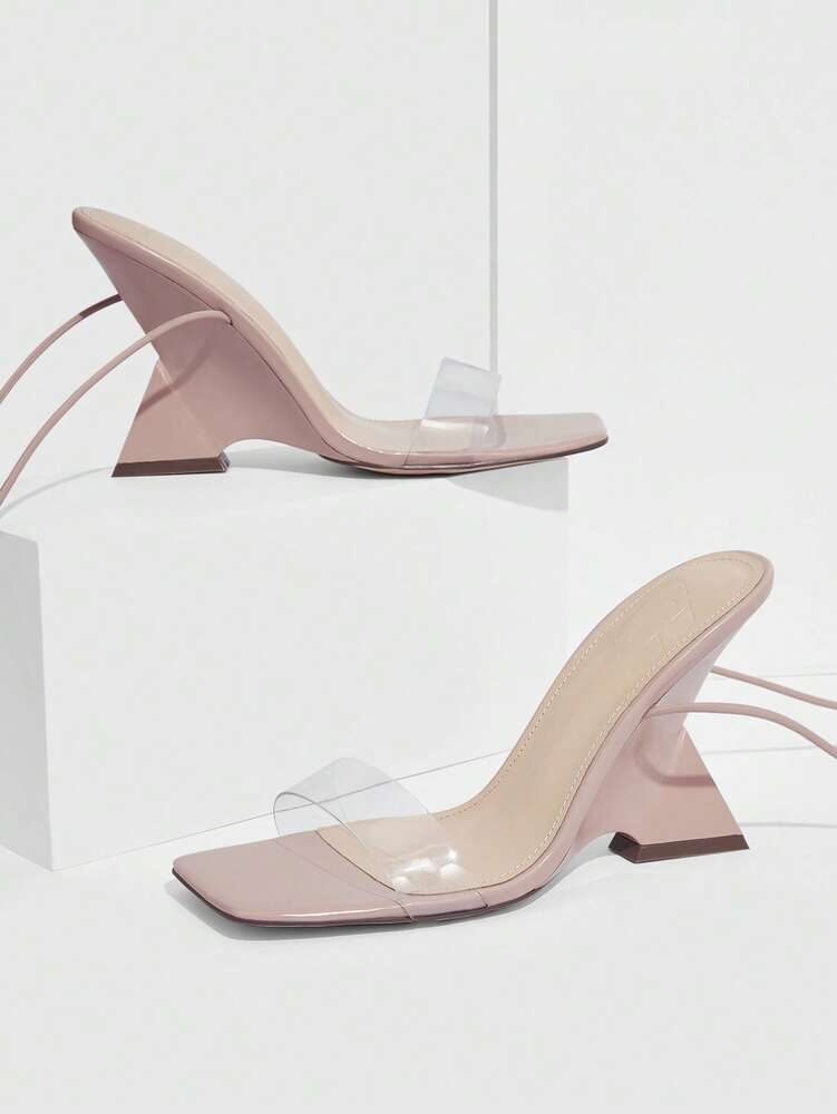 Women's Clear Strap Sculptural Heeled Sandals - Elegant Summer Strappy Heels for Parties, Weddings, and Special Occasions, Lightweight & Comfortable Fashion Footwear, Perfect Gift for Her, Available in  Sizes