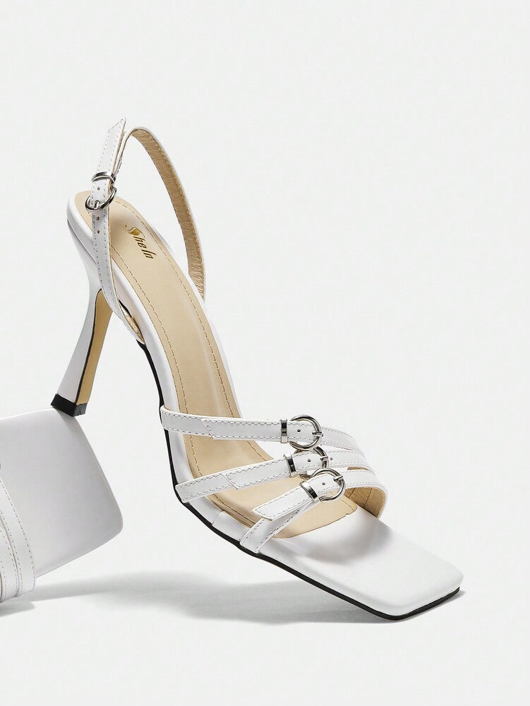 CUCCOO BIZCHIC Women's High Heeled Sandals with Ankle Strap – Elegant Thin Heels for Business & Casual Wear