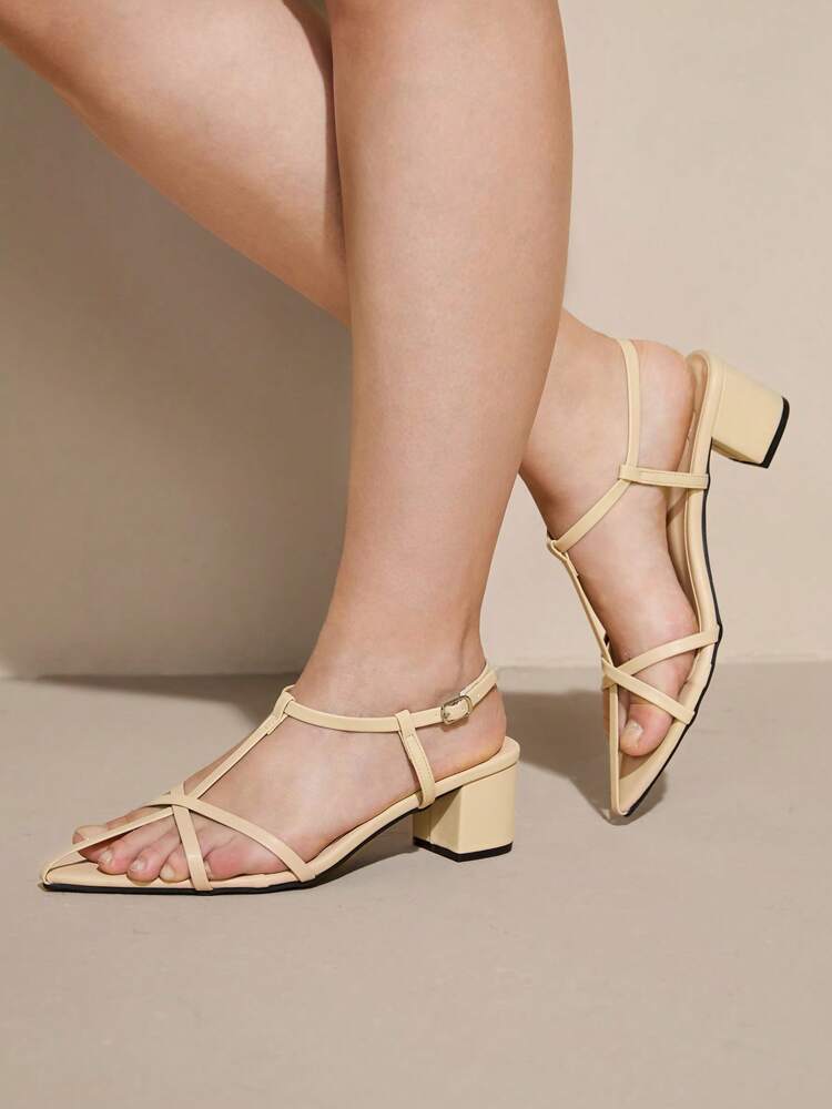 CUCCOO CURVES Women’s Simple Style Strappy Open Toe Fashion Versatile High Heels