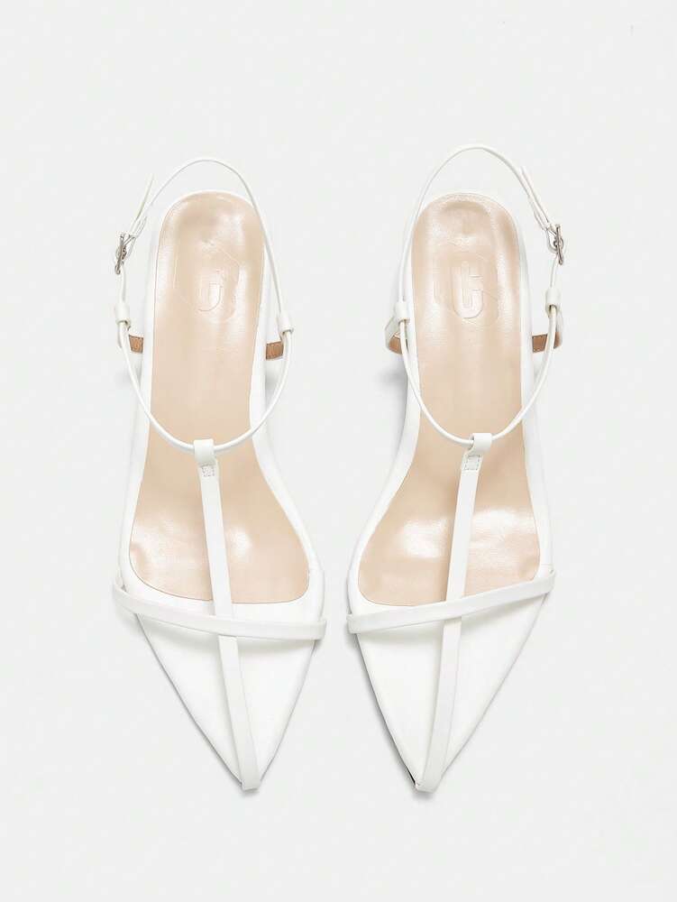 CUCCOO CURVES Wide Fit Strappy Block Heel Sandals – Open Toe White Sandals for Women
