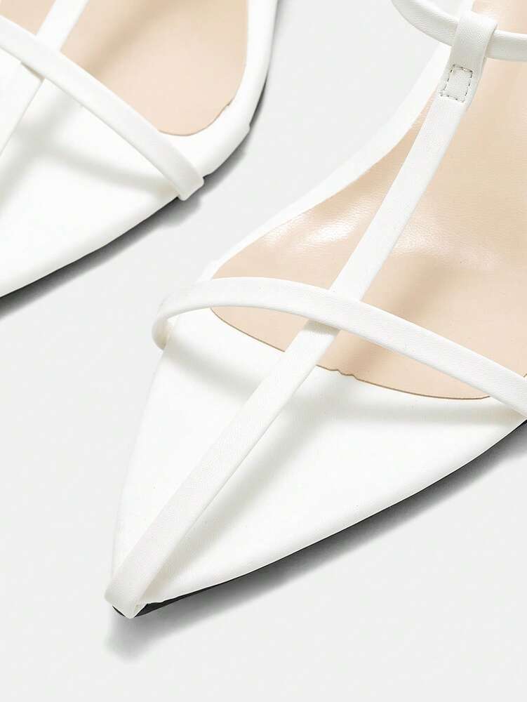 CUCCOO CURVES Wide Fit Strappy Block Heel Sandals – Open Toe White Sandals for Women