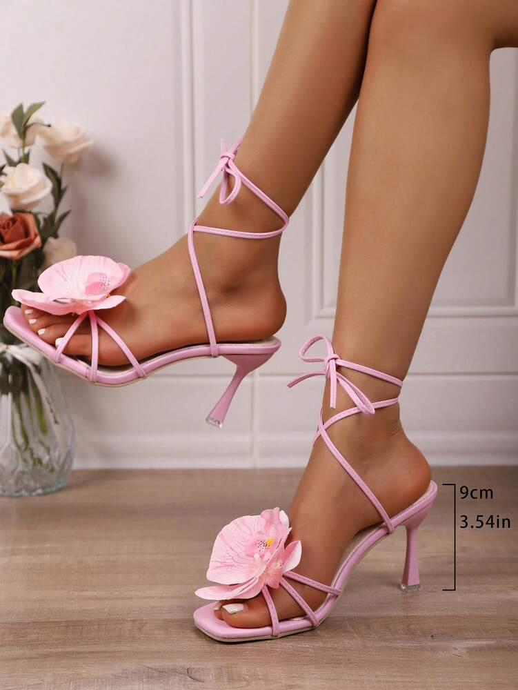 Women's Stiletto High Heel Sandals - Sweet Orchid Ankle Strap - Elegant Fashion Shoes for Summer Parties, Weddings, and Special Occasions - Lightweight & Comfortable Synthetic Leather Heels for Daily Wear & Evening Events - Perfect Gift Idea for Her