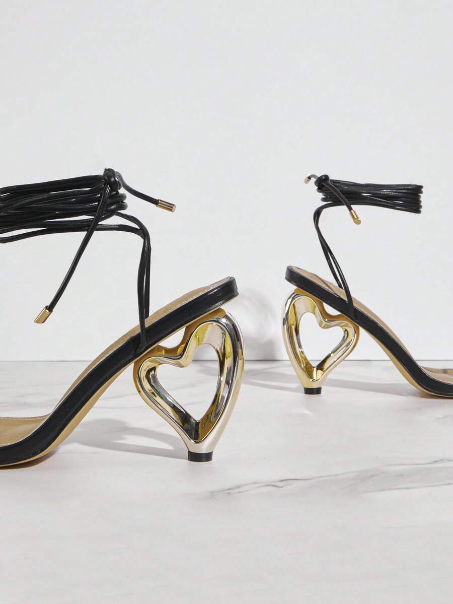 SHUZIA Women Black Fashionable & Versatile High-Heeled Sandals