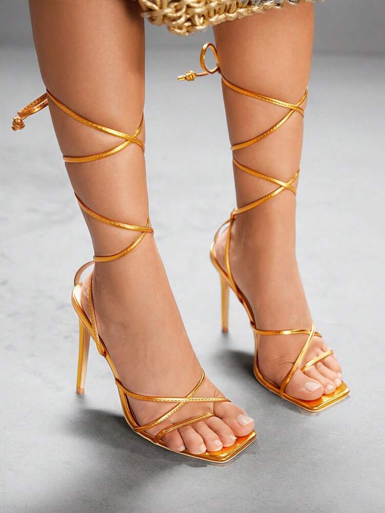 CUCCOO SZL CUCCOO Women Fashion Elegant Lace-Up High Heel Sandals