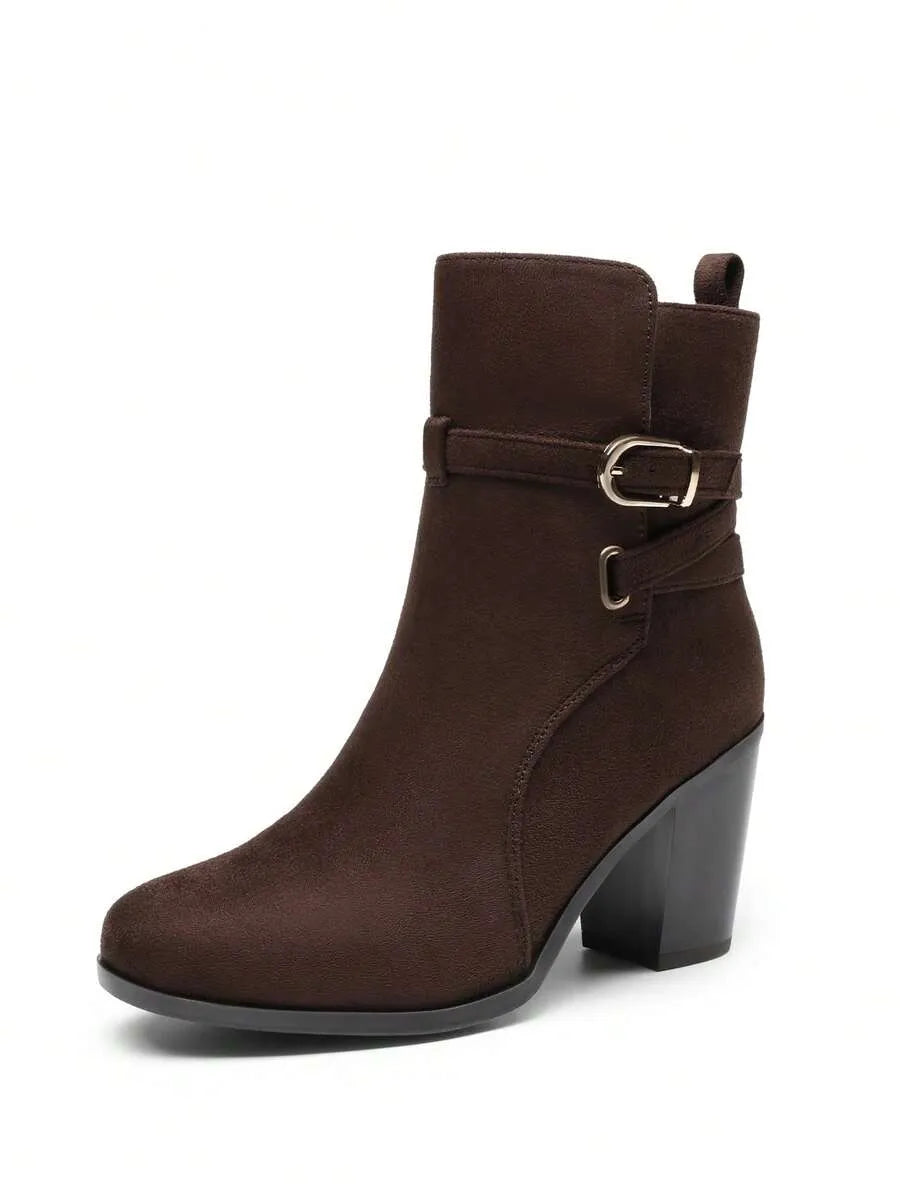 Ankle Boots Women's Chunky Heel PU Leather Side Zip Comfortable Office Commuter Short Booties for Everyday Wear, Stylish & Durable, Perfect for Fall & Winter,  Size 5-12